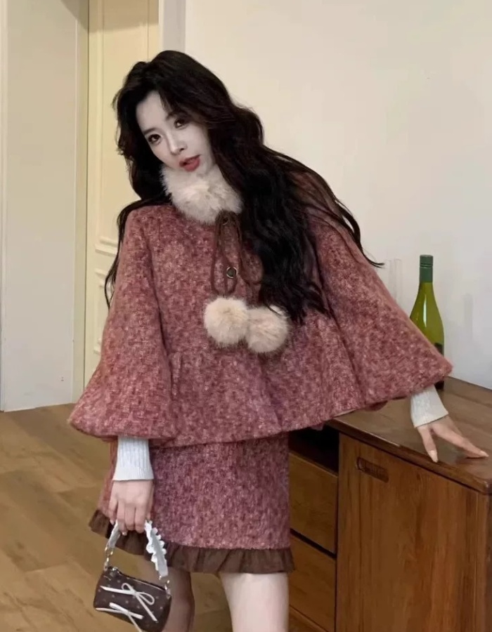 Retro thermal jacket down short skirt a set