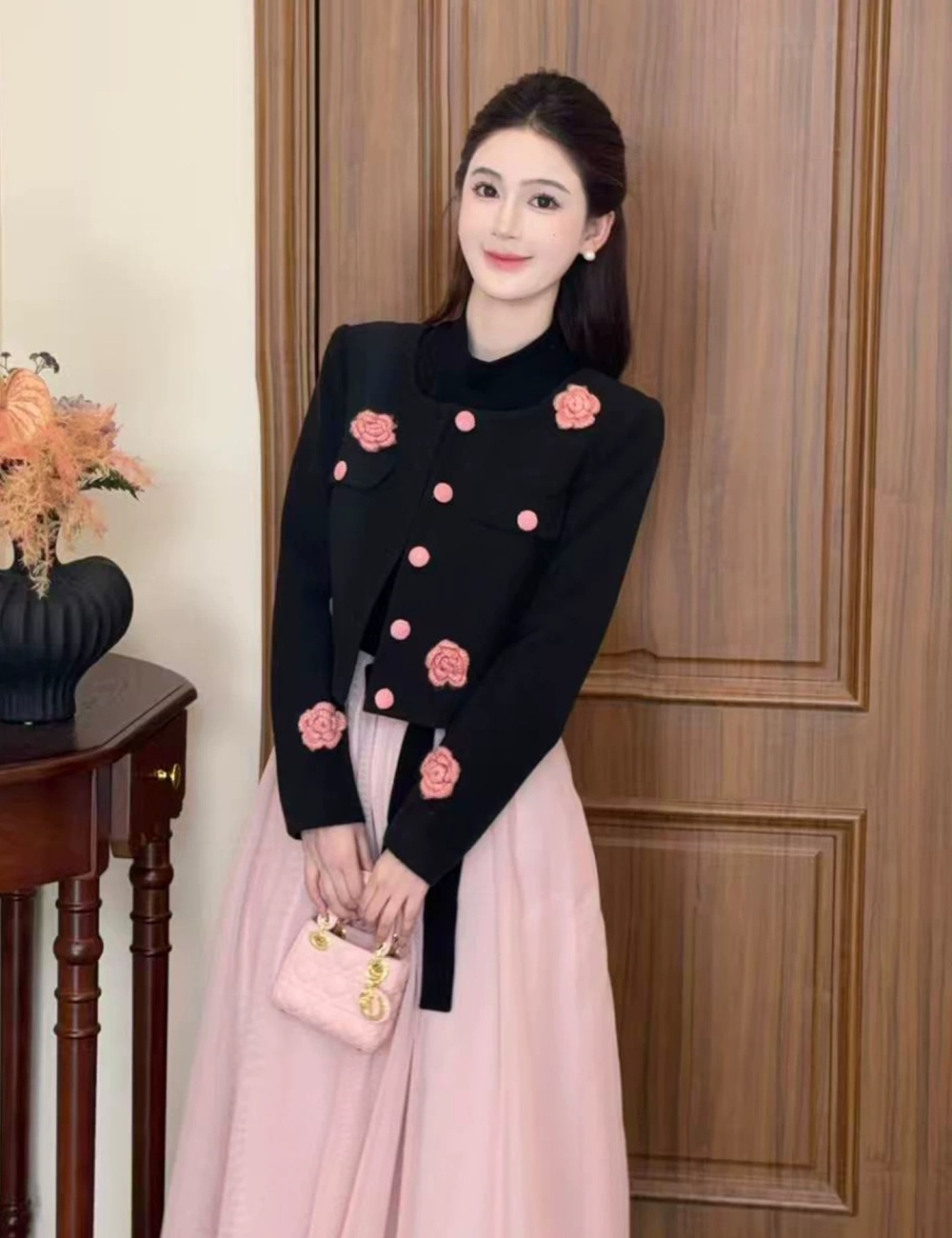 Temperament short mixed colors France style coat