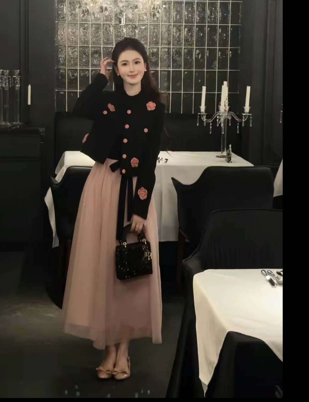 Temperament short mixed colors France style coat