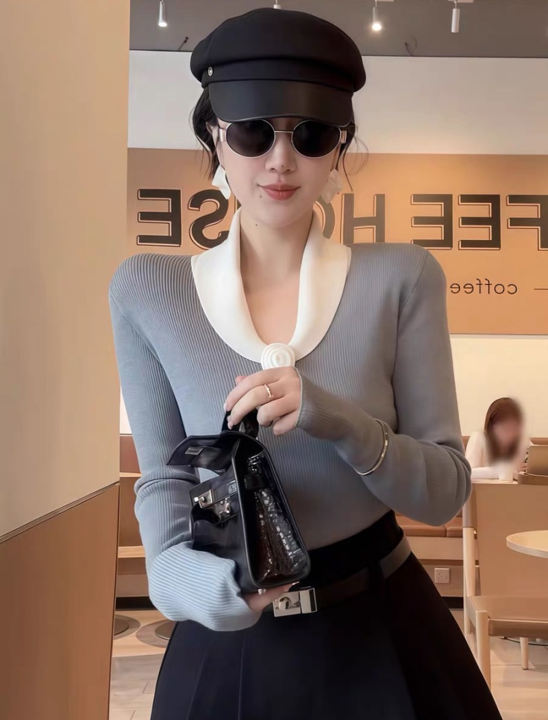 Round neck slim all-match sweater for women