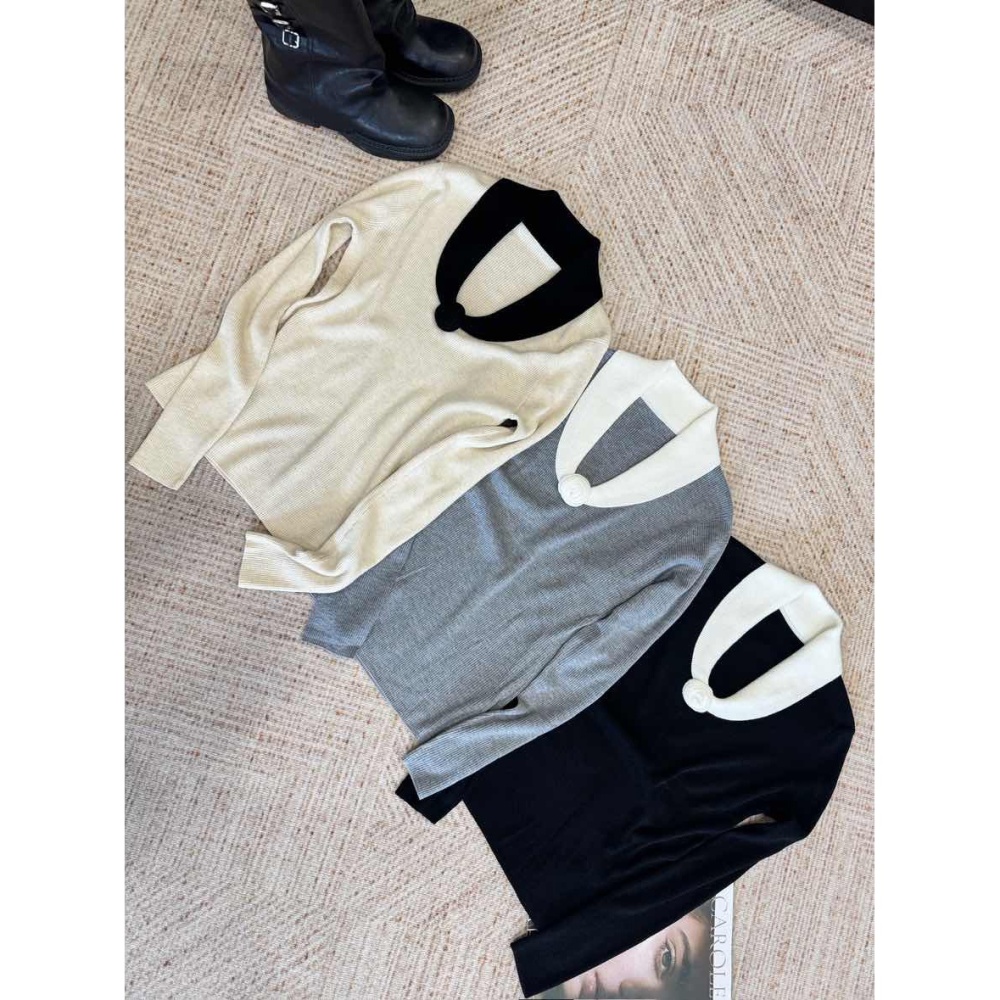 Round neck slim all-match sweater for women