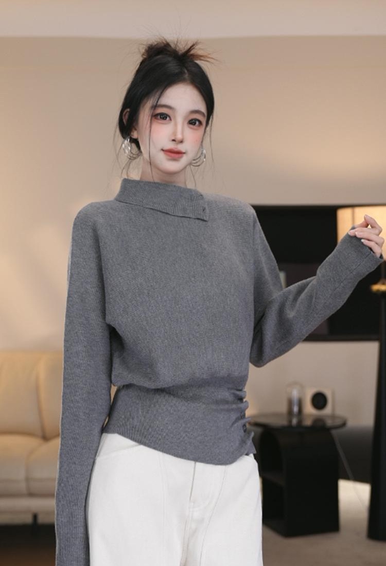 All-match high collar Western style fashion sweater for women