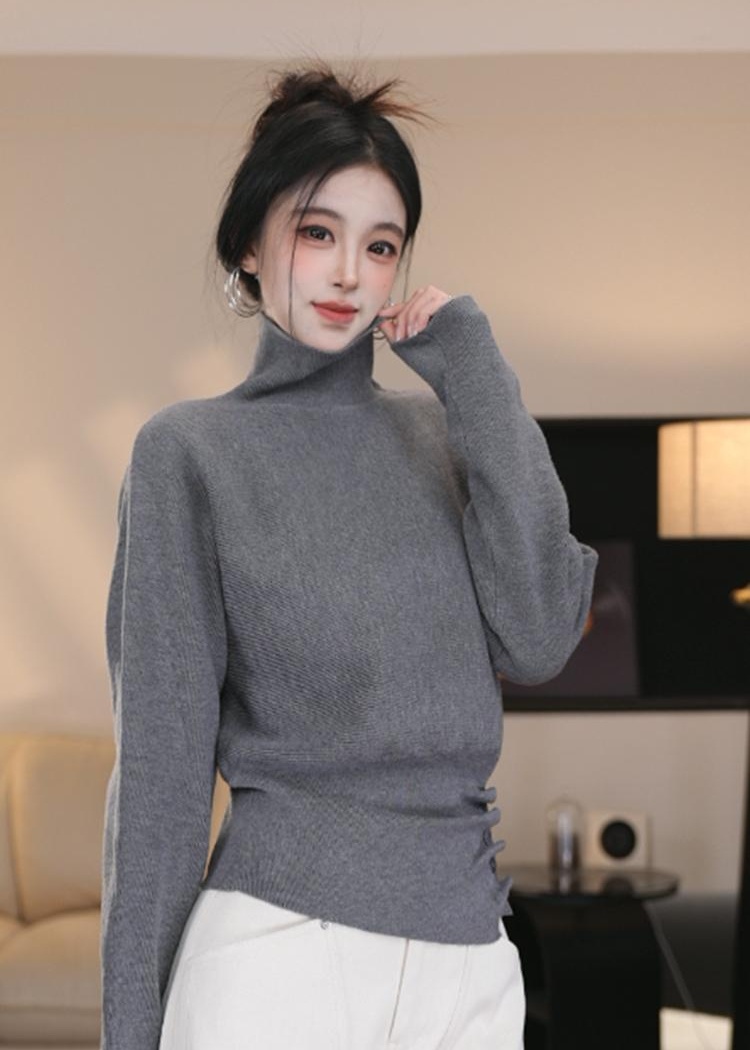 All-match high collar Western style fashion sweater for women