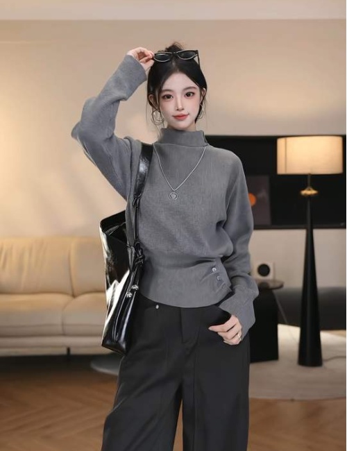 All-match high collar Western style fashion sweater for women