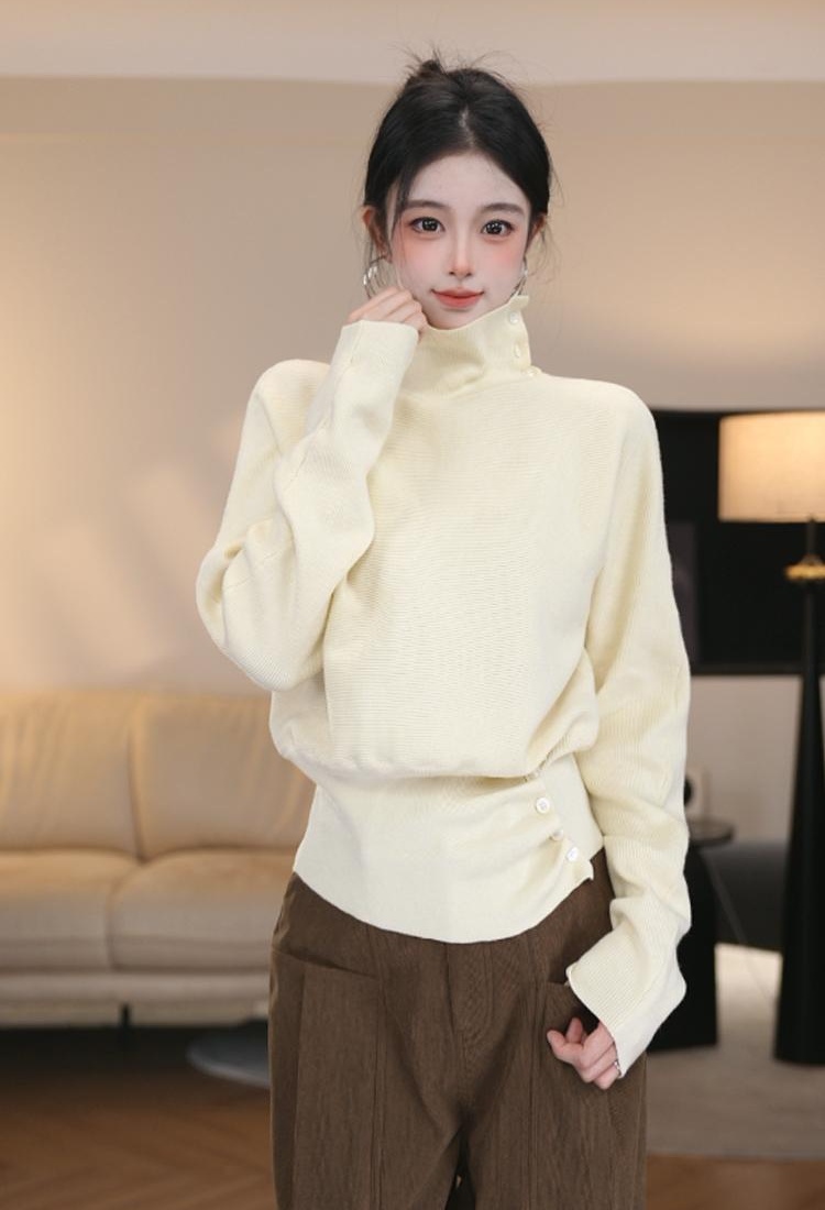 All-match high collar Western style fashion sweater for women