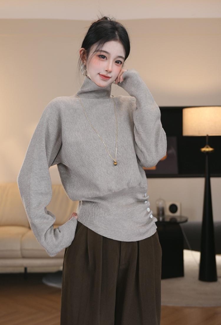 All-match high collar Western style fashion sweater for women