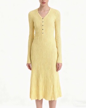 Inside the ride knitted dress temperament sweater dress
