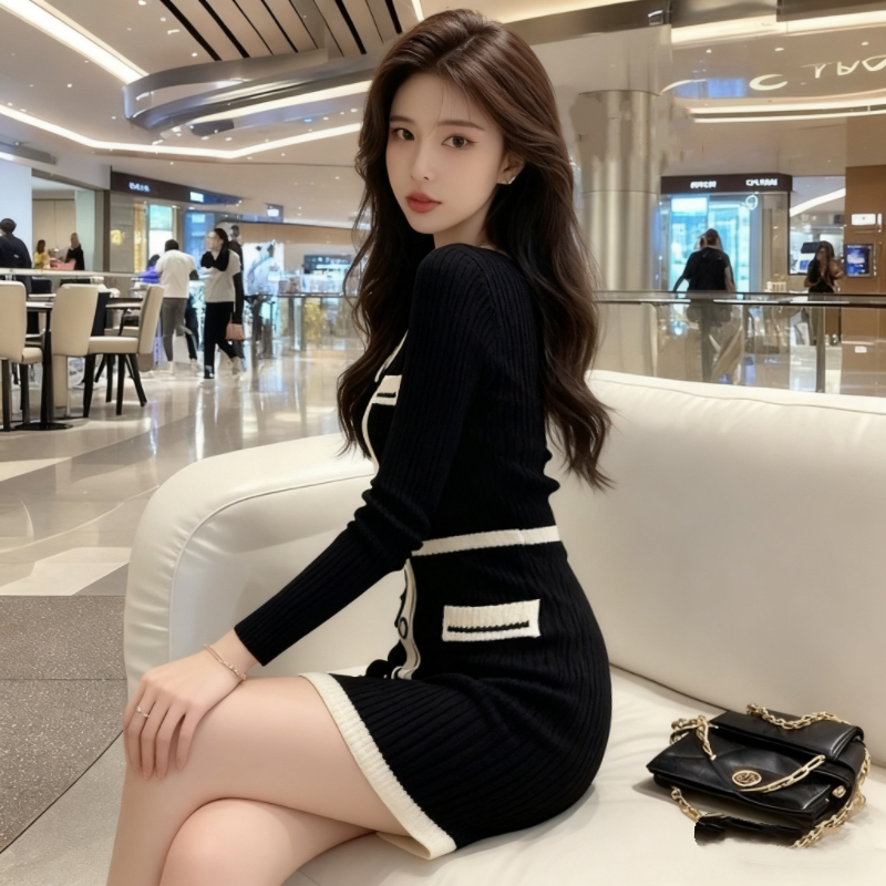 Autumn and winter package hip dress slim T-back