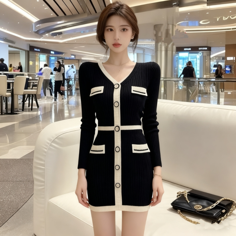 Autumn and winter package hip dress slim T-back