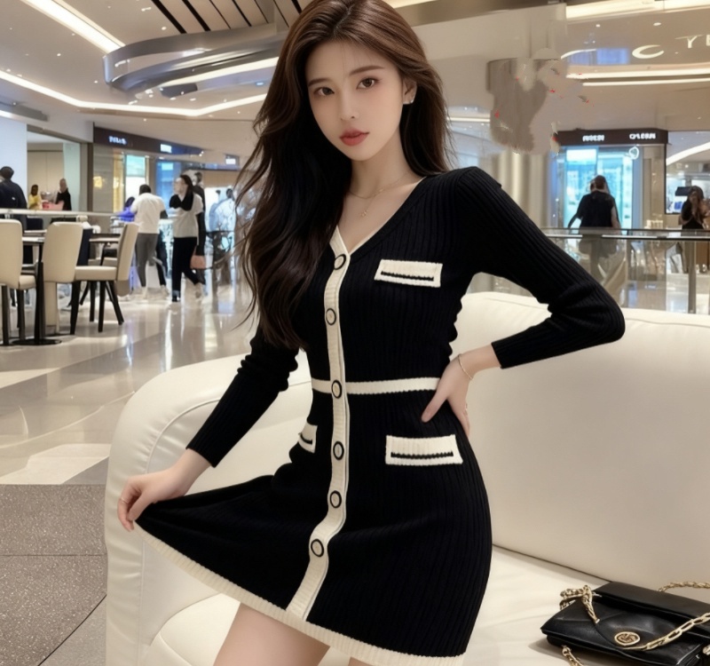 Autumn and winter package hip dress slim T-back