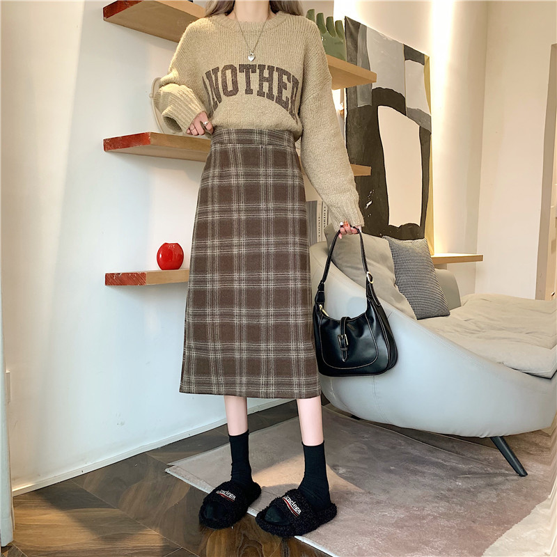 High waist Korean style skirt thick long skirt for women