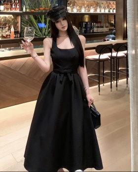 Bow retro sexy long dress slim sling vest for women