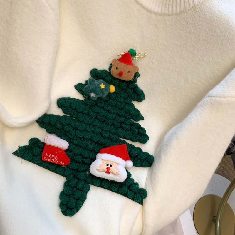 Christmas pullover bottoming shirt red sweater for women