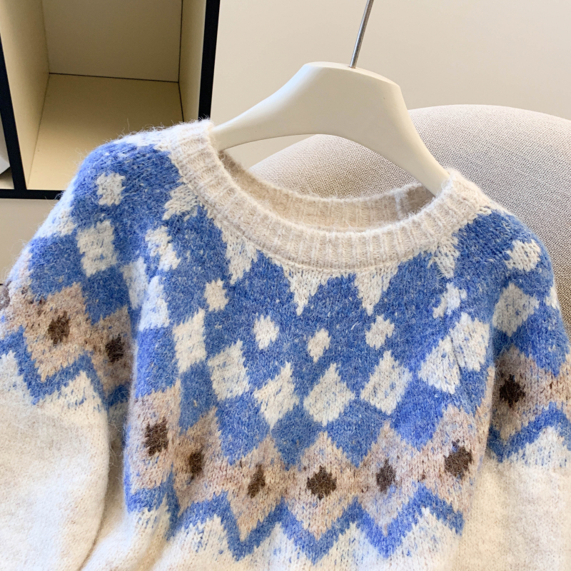 Thick pullover retro loose lazy sweater for women