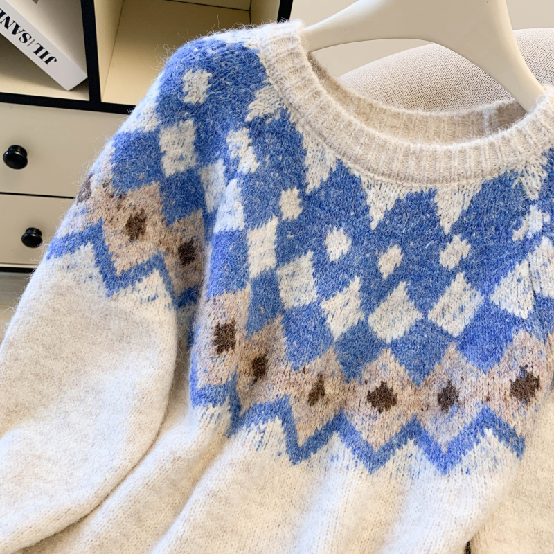 Thick pullover retro loose lazy sweater for women