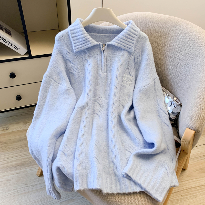 Korean style pullover sweater blue tops for women
