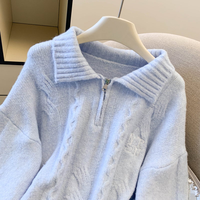 Korean style pullover sweater blue tops for women
