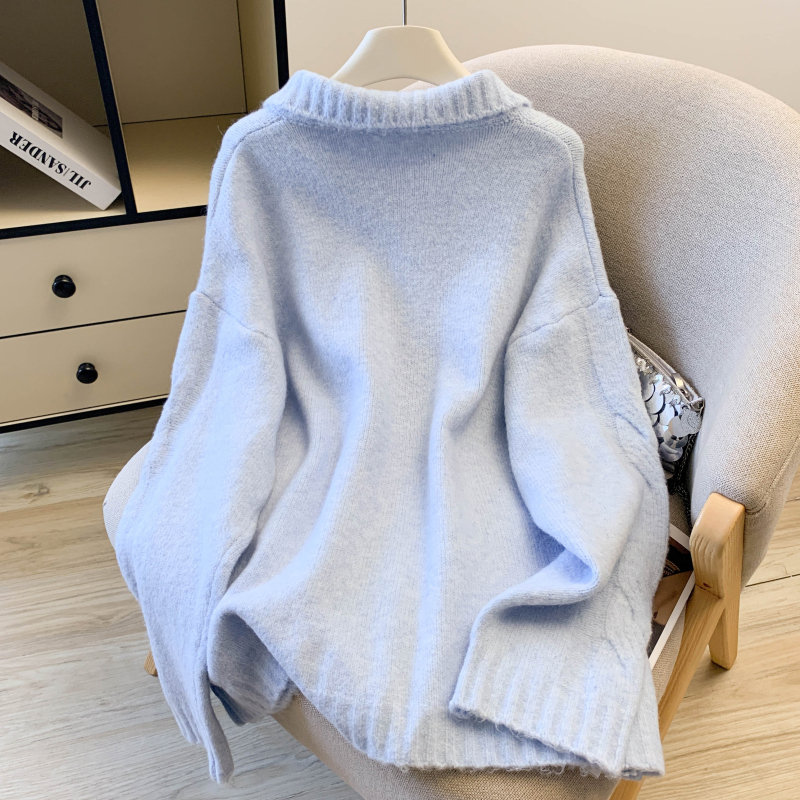 Korean style pullover sweater blue tops for women
