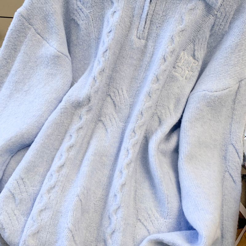 Korean style pullover sweater blue tops for women