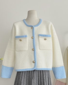 Casual autumn coat imitation of mink velvet tops for women