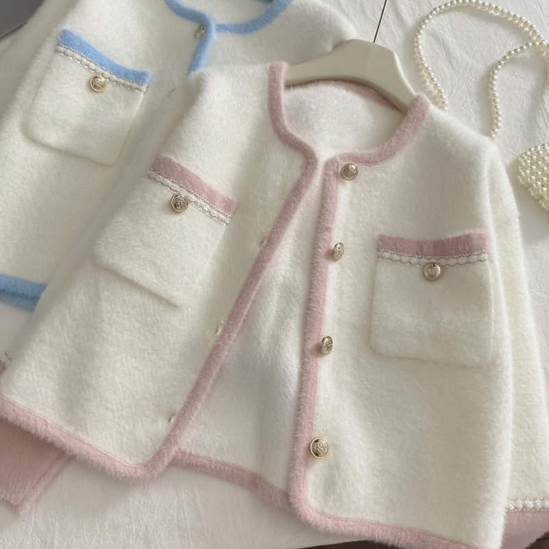 Casual autumn coat imitation of mink velvet tops for women