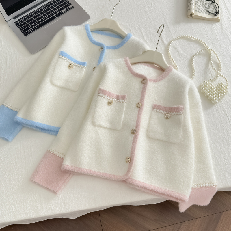 Casual autumn coat imitation of mink velvet tops for women