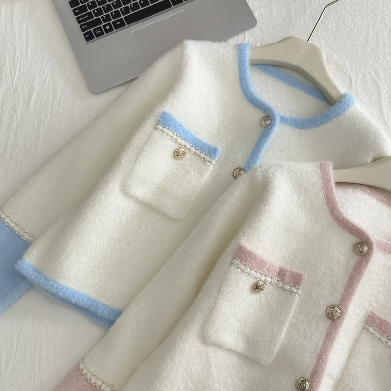 Casual autumn coat imitation of mink velvet tops for women