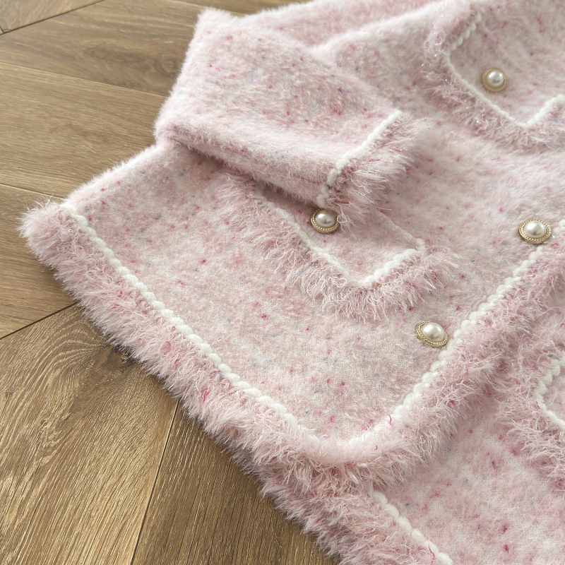 Chanelstyle tops mink velvet cardigan for women