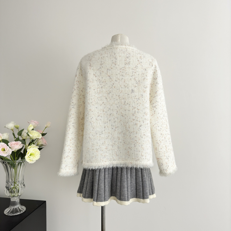 Chanelstyle tops mink velvet cardigan for women