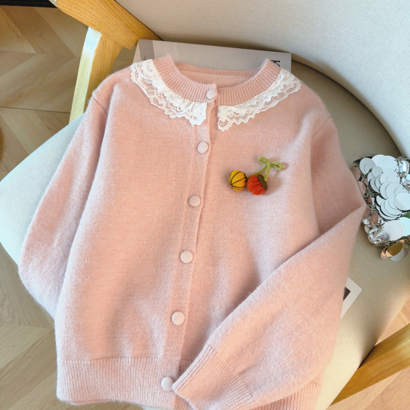 Short spring sweater lace college style cardigan for women