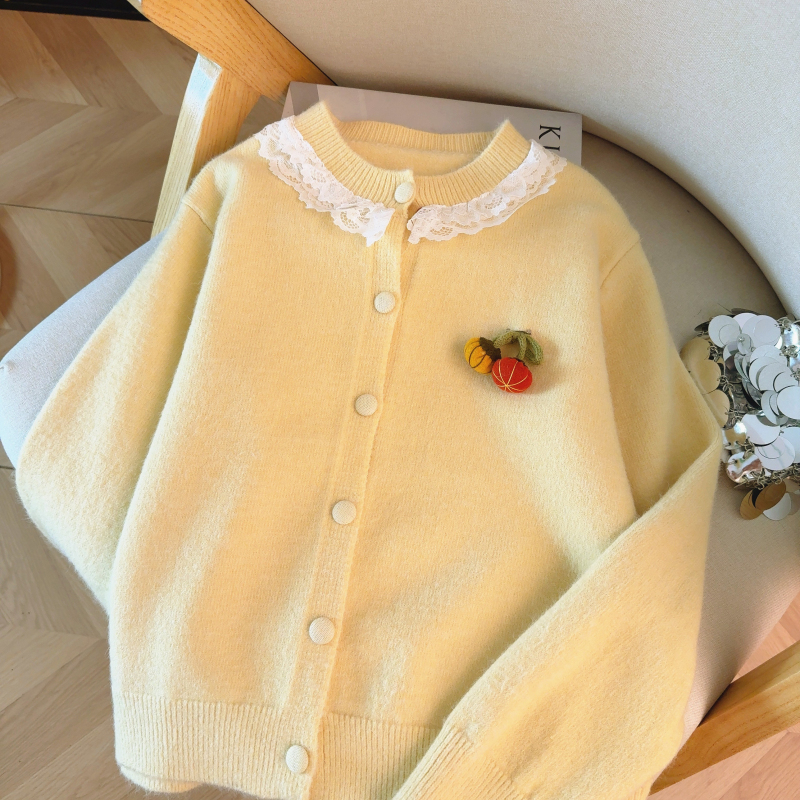 Short spring sweater lace college style cardigan for women