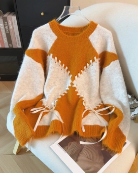 Mixed colors tops autumn and winter sweater for women