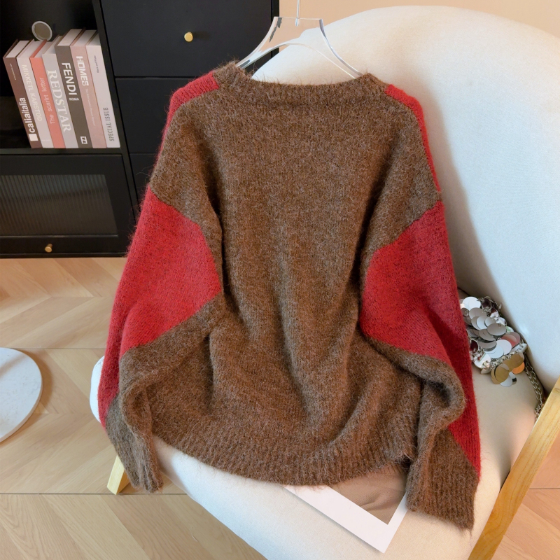 Mixed colors tops autumn and winter sweater for women