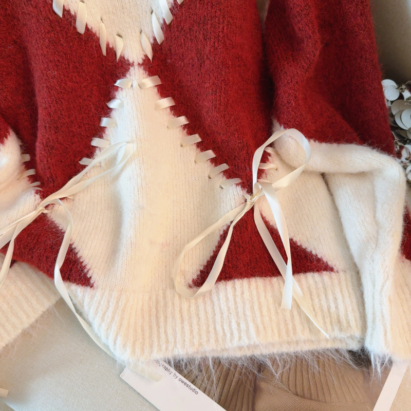 Mixed colors tops autumn and winter sweater for women