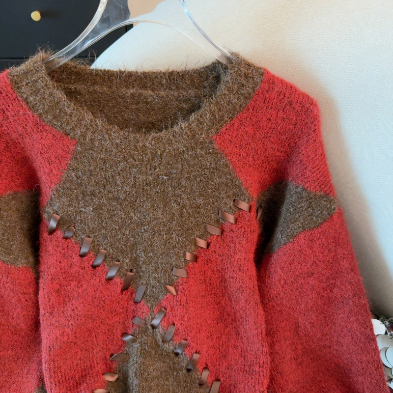Mixed colors tops autumn and winter sweater for women