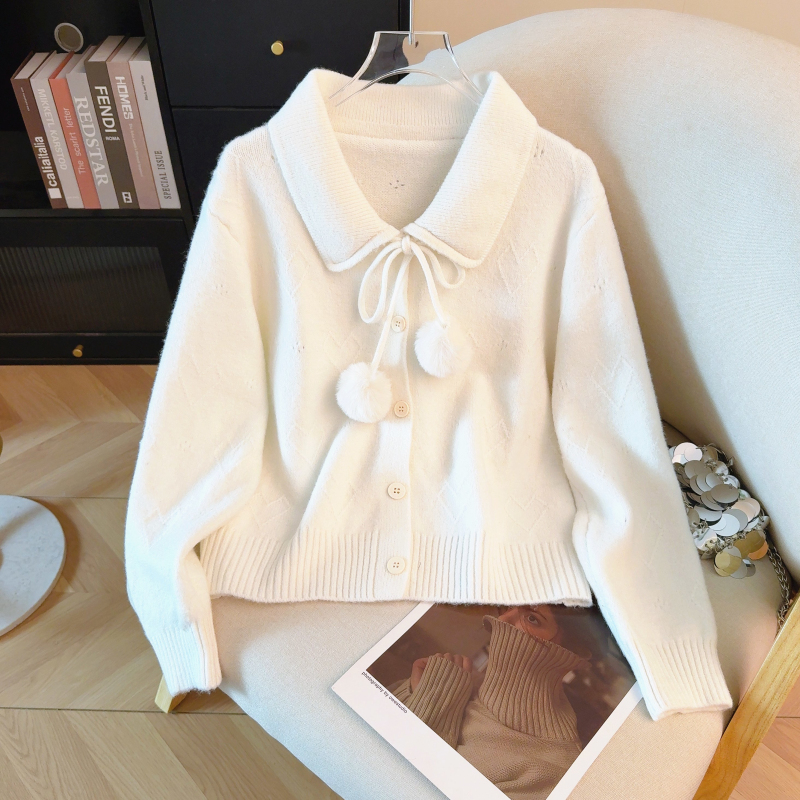 Retro temperament cardigan autumn lapel tops for women