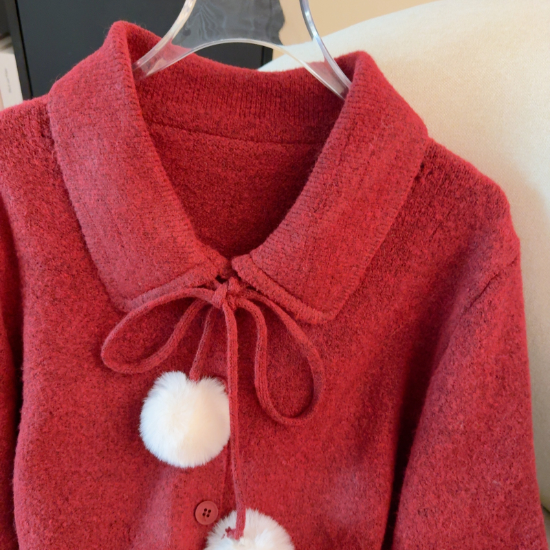 Retro temperament cardigan autumn lapel tops for women