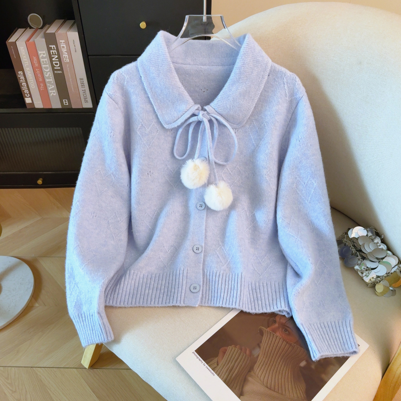 Retro temperament cardigan autumn lapel tops for women
