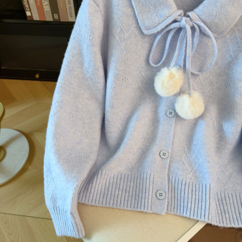 Retro temperament cardigan autumn lapel tops for women