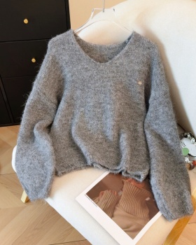V-neck autumn and winter tops pure Korean style sweater for women