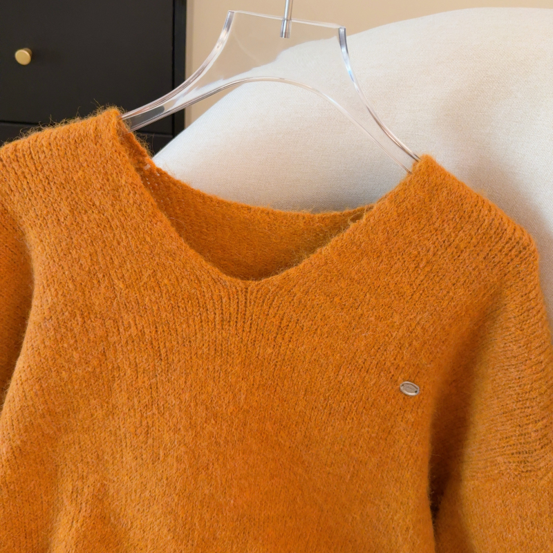 V-neck autumn and winter tops pure Korean style sweater for women