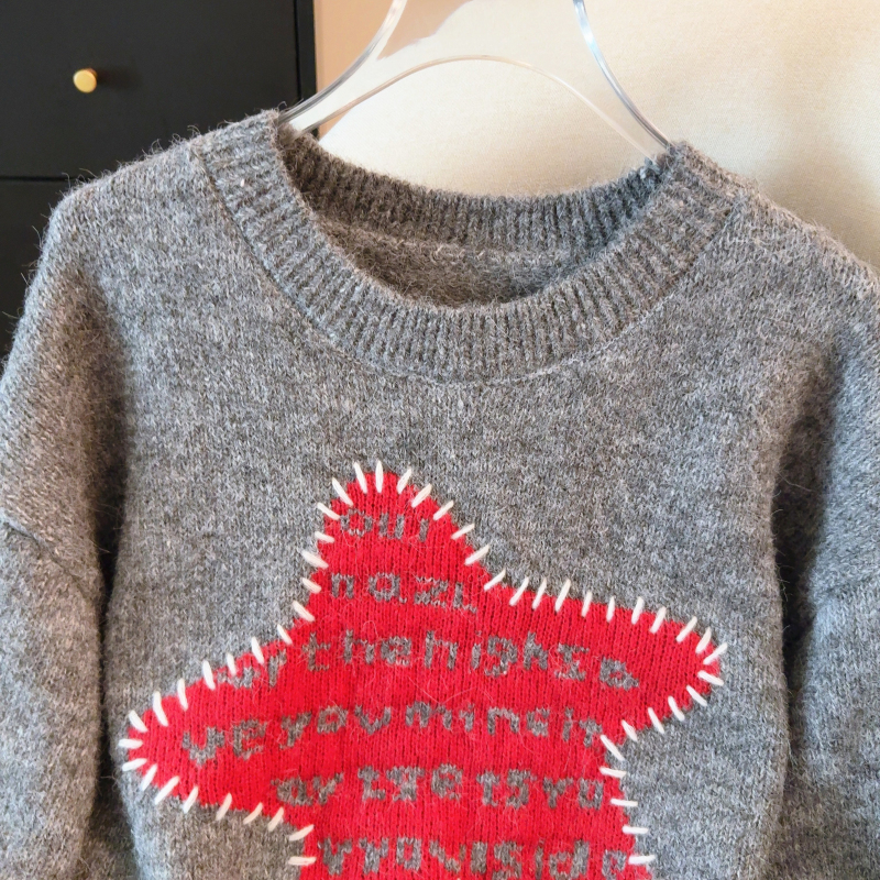 Pullover round neck winter star loose sweater for women