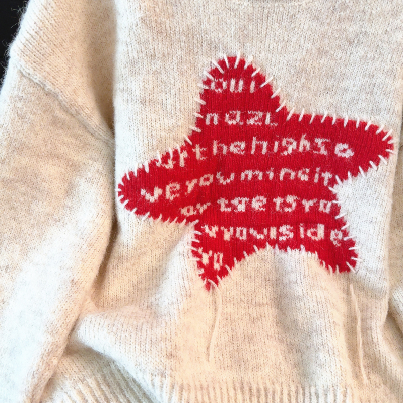 Pullover round neck winter star loose sweater for women