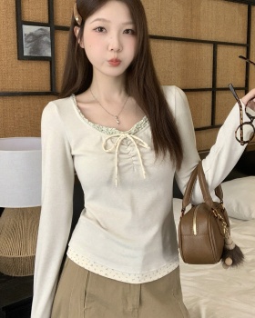 Korean style Pseudo-two bandage floral splice tops