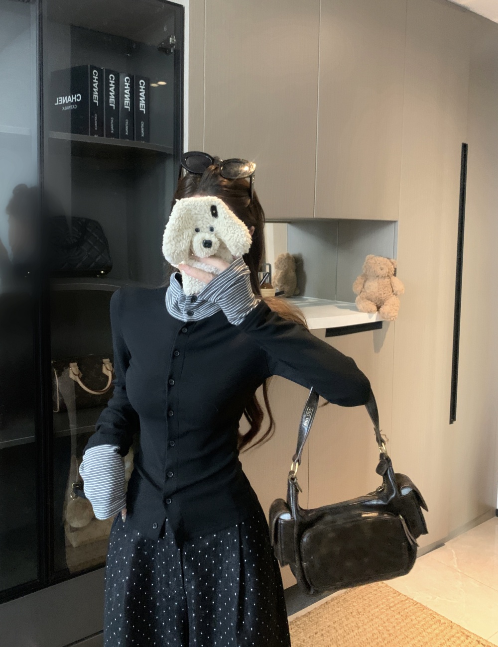 Long sleeve stripe mixed colors slim bottoming shirt