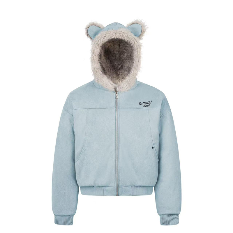 Suede couples fur collar velvet jacket cotton coat