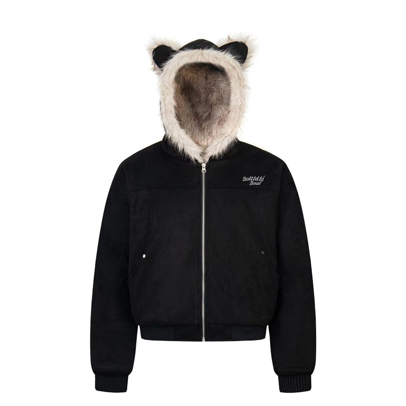 Suede couples fur collar velvet jacket cotton coat