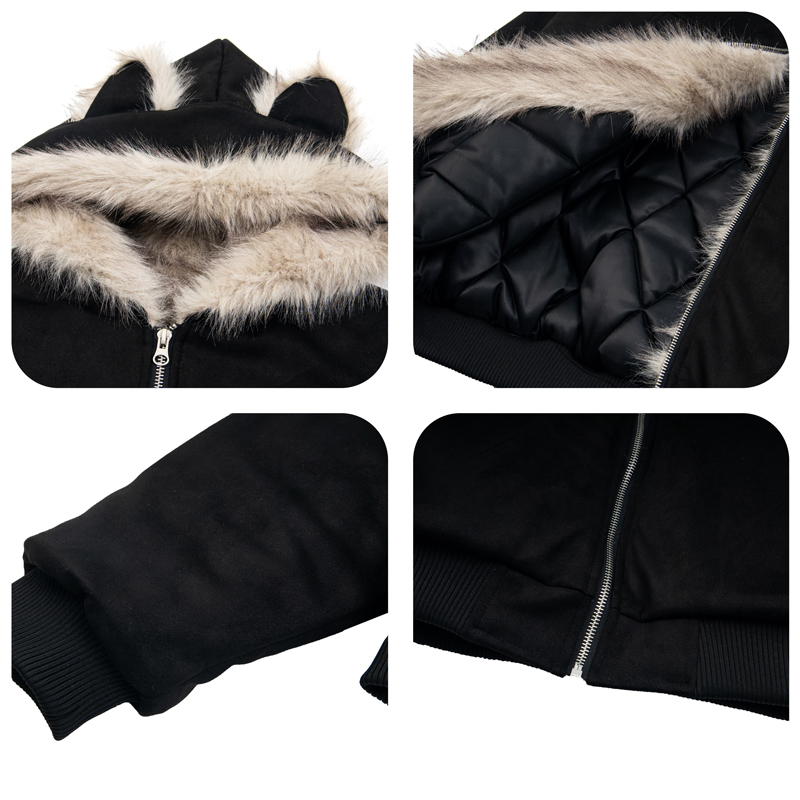 Suede couples fur collar velvet jacket cotton coat