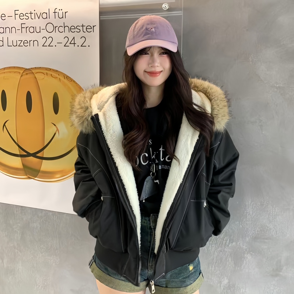 Winter imitation of rabbit fur coat short parka for women