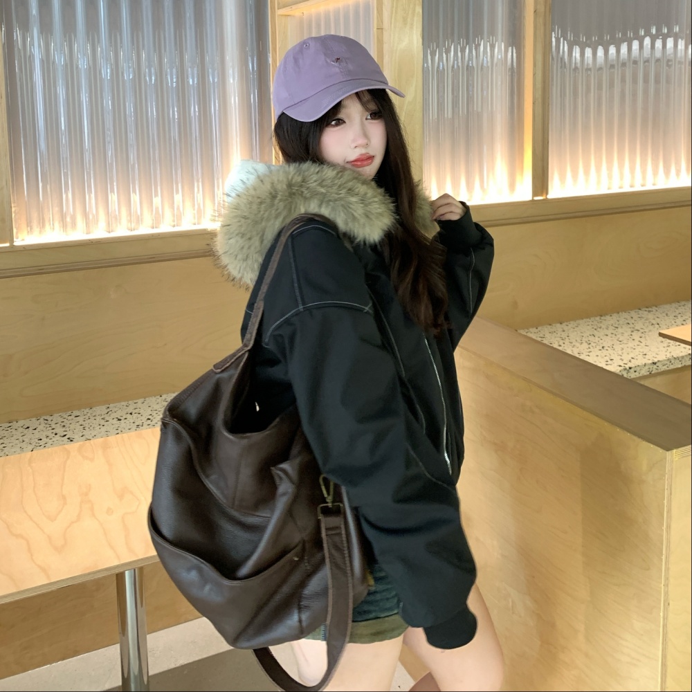 Winter imitation of rabbit fur coat short parka for women